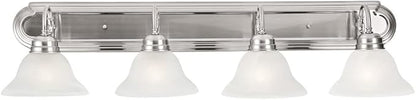 Design House 519215 Millbridge Vanity Light Dimmable with Frosted Glass for Above Bathroom Mirror, Satin Nickel, 4-Light