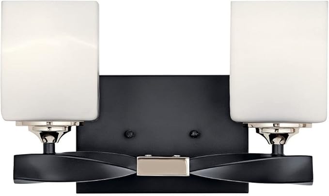 KICHLER Marette 13.5 " 2 Light Vanity Light with Satin Etched Cased Opal Glass in Brushed Nickel