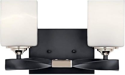 KICHLER Marette 13.5 " 2 Light Vanity Light with Satin Etched Cased Opal Glass in Brushed Nickel