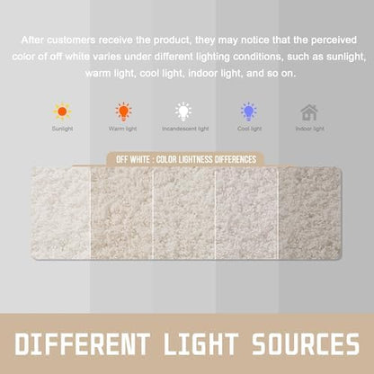 Yimobra U Shaped Toilet Bath Rug, Fluffy Plush, Super Shaggy Soft Non Slip, Water Absorbent Microfiber Bath Mat, Dries Quickly, Machine Washable Thick Bathroom Rugs, 20"X 24", Off White