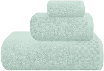 MyOwn Ultra Soft 3 Pack Cotton Towel Set, Contains a Bath Towels 28x55 inch, a Hand Towels 16x24 inch & a Wash Coths 12x12 inch, Ideal Everyday use, Compact & Lightweight - Sea Green