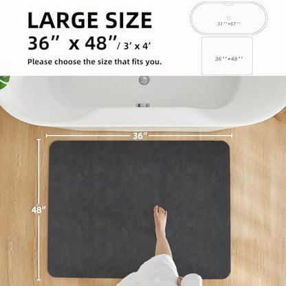 TYUU Thin Bath Mat, Large Bathroom Rugs Non Slip Washable, 36x48 Dark Grey