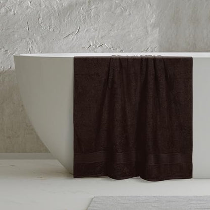 Belizzi Home Cotton 2 Pack Oversized Bath Sheet 35x70, Large Bath Sheet, Ultra Soft, Absorbent, Compact, Eco-Friendly, Recyclable, Quick Drying and Lightweight Towel - Chocolate Brown