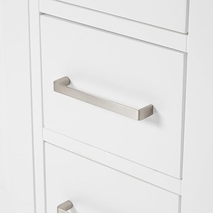 ARIEL Cambridge 42-inch Bathroom Vanity Base Cabinet,Solid Wood, 2 Soft Closing Doors, 9 Dovetail Drawers, White