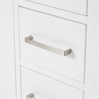 ARIEL Cambridge 42-inch Bathroom Vanity Base Cabinet,Solid Wood, 2 Soft Closing Doors, 9 Dovetail Drawers, White