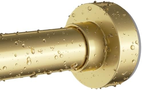 Gold Shower Curtain Rod 34-66 Inches(2.8-5.5ft) Never Rust Adjustable Shower Rod Spring Tension Non Slip No Drilling Shower Rods for Bathroom Garland Window