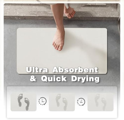 TYUU Thin Bath Mat, Bathroom Rugs Non Slip Washable, 24x36 White