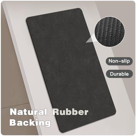 TYUU Thin Bath Mat, Bathroom Rugs Non Slip Washable, 24x48 Black