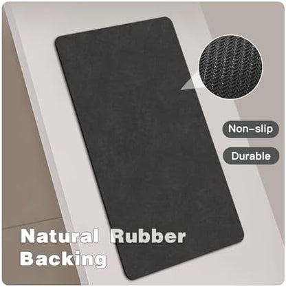 TYUU Thin Bath Mat, Bathroom Rugs Non Slip Washable, 24x48 Black