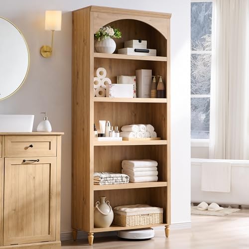 IFBUY 76" Arched Bathroom Storage Cabinet, Large Arched Cabinet, Natural