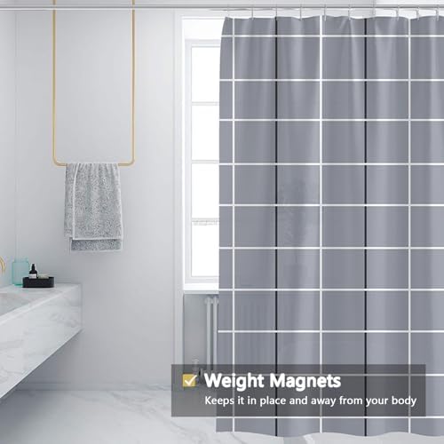 LLSCL Fabric Shower Curtain Liner with Magnets, Waterproof Hotel Quality, 72 x 72 Machine Washable