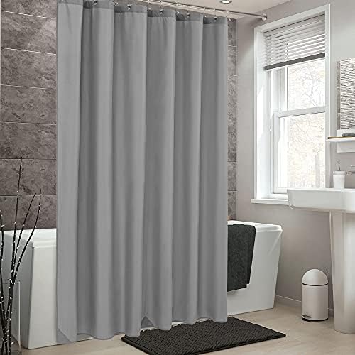 ALYVIA SPRING Waterproof Fabric Shower Curtain Liner - Soft & Light-Weight Cloth Shower Liner with Magnets, Hotel Quality & Machine Washable - Standard Size 72x72, Gray (Pack of 2)