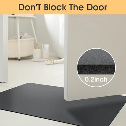 ACCUMTEK Non Slip Bath Mat, Thin Bathroom Rugs Fit Under Door, Quick Dry Bath Mats, Machine Washable Bath Rugs for Bathroom, Bathtub & Kitchen, Charcoal Gray/Upgraded Solid/32 x20