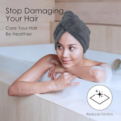 TENSTARS Hair Towel Wrap for All Hair Types, 5 Pack Microfiber Turban