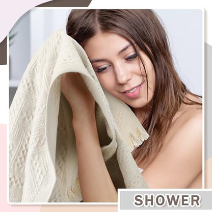 HunnmingRe 4 Pack Boho Hand Towel for Kitchen,Beige, Gray, Curry, Pink