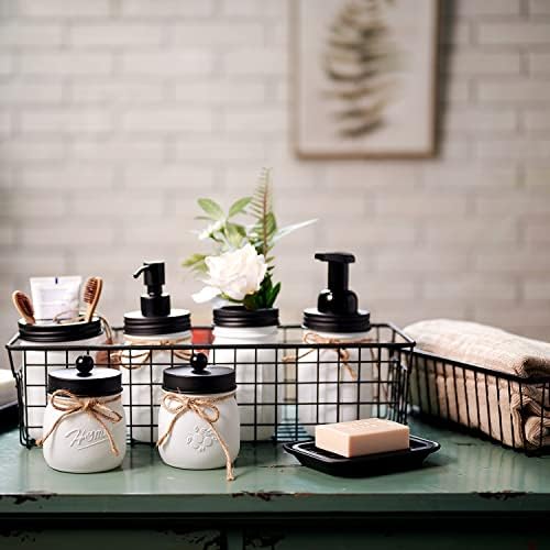 SheeChung Mason Jar Bathroom Accessories Set,6Pcs Rustic Bathroom Set,White