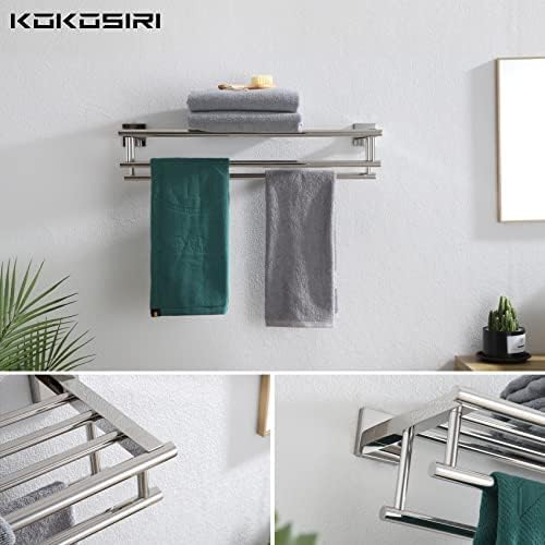 KOKOSIRI Bathroom Towel Rack Towel Holder 20 Inch Towel Shelf with Double Towel Bars Wall Mounted SUS 304 Stainless Steel, Polished Chrome, B6005CH-L20