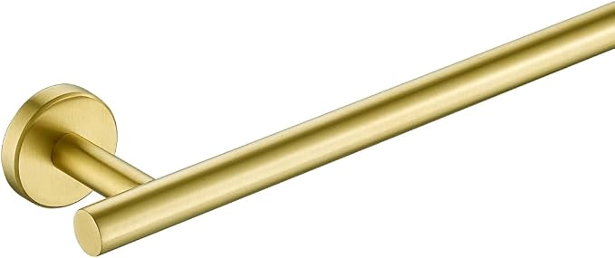 JQK Gold Towel Bar, 33 Inch 304 Stainless Steel Thicken 0.8mm Towel Rack Bathroom, Towel Holder Brushed Golden Wall Mount, Useable Length 30 Inch, TB110L30-BG