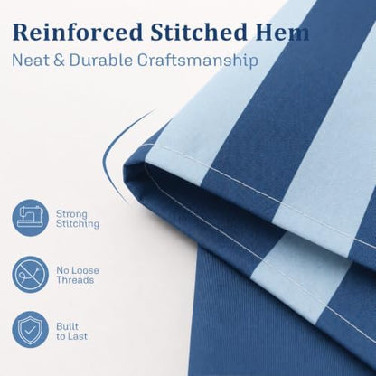 Ohocut Vertical Striped Shower Curtain, Cute Retro Vintage Double Blue Stripe Bathroom Shower Curtain, Waterproof Polyester Fabric Modern Bath Curtain for Bathroom 72x72 Inches