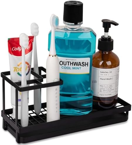 Toothbrush Holders Toothpaste Organizer Bathroom Accessories, Matte Black