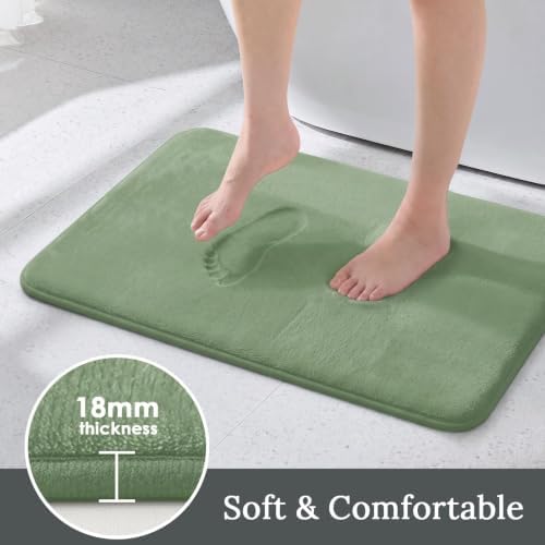 HUXMEYSON 3-Piece Memory Foam Bathroom Rug Set, Grey Green