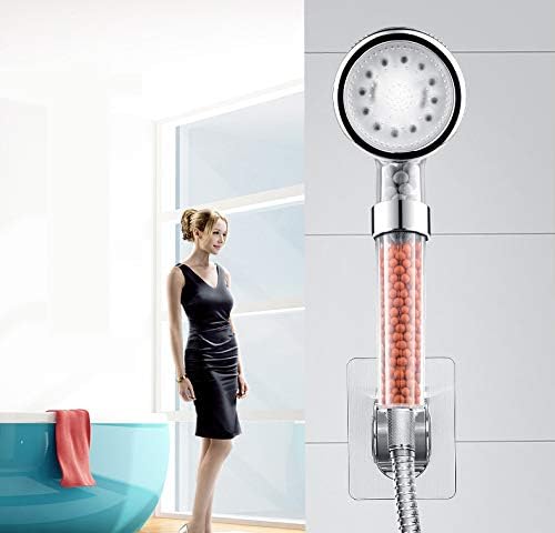 PRUGNA LED Shower Head with Hose and Shower Arm Bracket, High-Pressure Filter Handheld Shower for Repair Dry Skin and Hair Loss - 7 Colors Change Cyclically