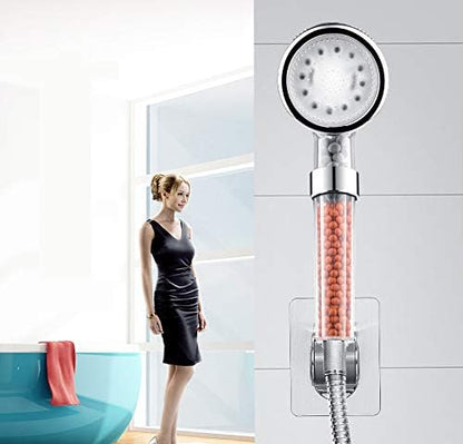 PRUGNA LED Shower Head with Hose and Shower Arm Bracket, High-Pressure Filter Handheld Shower for Repair Dry Skin and Hair Loss - 7 Colors Change Cyclically