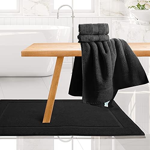 Hearth & Harbor Bath Towels - 100% Ring Spun Cotton Luxury Towels - Ultra Soft & Highly Absorbent, Bathroom Towels. Floor Mat, Black