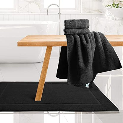 Hearth & Harbor Bath Towels - 100% Ring Spun Cotton Luxury Towels - Ultra Soft & Highly Absorbent, Bathroom Towels. Floor Mat, Black