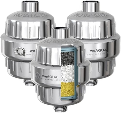weAQUA Heavy Duty 3-PACK Shower Filter for Hard Water Chlorine Heavy Metals