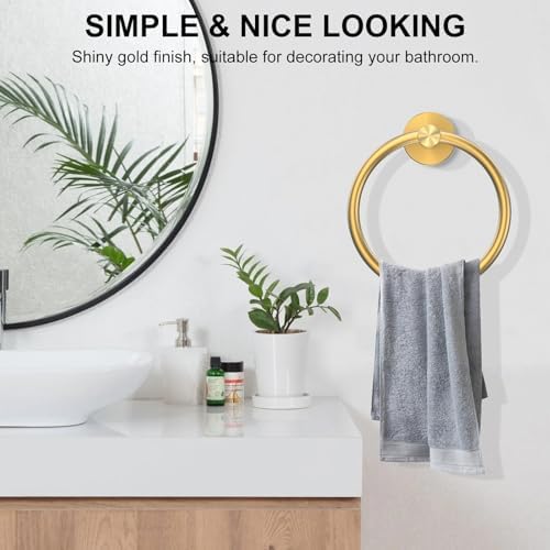 SetSail Towel Holder Screw-in Brushed Gold Towel Ring for Bathroom Wall