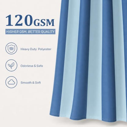 Ohocut Vertical Striped Shower Curtain, Cute Retro Vintage Double Blue Stripe Bathroom Shower Curtain, Waterproof Polyester Fabric Modern Bath Curtain for Bathroom 72x72 Inches