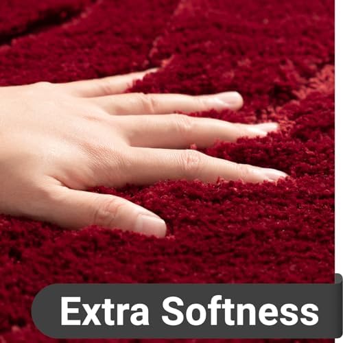 DEXDE Bathroom Rugs Runner Non-Slip Mat for Bathroom Floor 24x47 Burgundy
