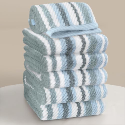 VOOVA & MOVAS Washcloths 6 Pack, Cotton Blend, 13x13 in, Blue