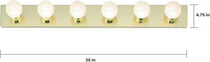 Nuvo SF77/190 36-Inch Six Light Vanity Strip, Polished Brass, 36" 6 light