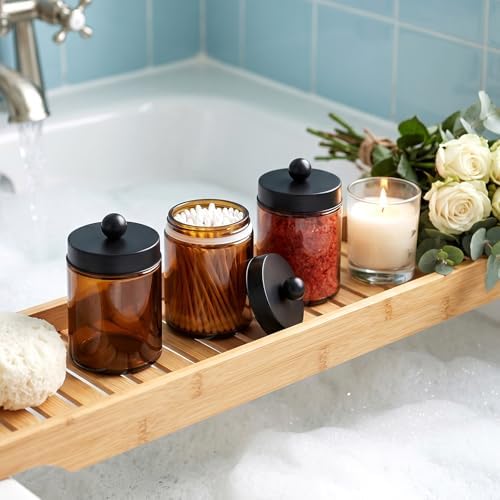 Accguan 6Pack Amber Apothecary Jars Bathroom Vanity Storage Organizer Set