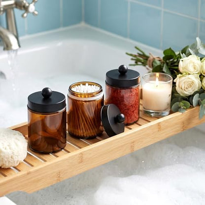 Accguan 6Pack Amber Apothecary Jars Bathroom Vanity Storage Organizer Set