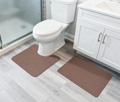 Bosap Bath Mat Set 2 Pieces,Ultra Thin Bathroom Rugs,Rubber Toilet Rugs