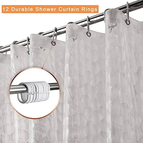 Shower Curtain Liner 8G EVA Thick Shower Curtain with Heavy Duty 3 Bottom Magnets, Shower Liner for Shower Stall, Bathtubs, 3D Pebble Pattern