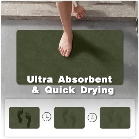 TYUU Thin Bath Mat, Bathroom Rugs Non Slip Washable, 24x36 Sage Green