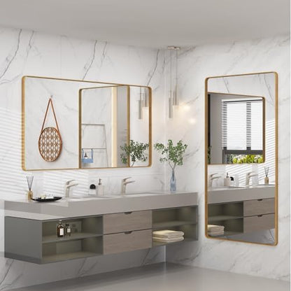 55x30 Inch Gold Bathroom Mirror for Wall