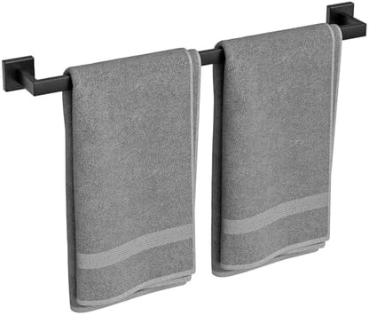 24 Inch Matte Black Towel Bar, Square Base Bathroom Towel Rack, Towel Holder Wall Mounted, Thicken SUS304 Stainless Steel Towel Rod Modern Home Decor (Total Length 26-Inch)
