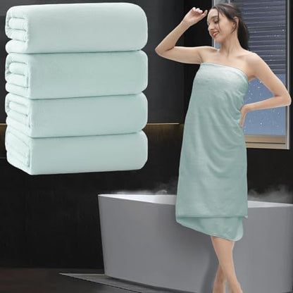 Extra Large Bath Sheet 4 Piece (35"x70")-Ultra Soft Oversized Bath Towel,Bath Sheet Towel Set for Bathroom Hotel,Ultra Highly Absorbent Quick Dry Shower Towel Set for Adults,Bathroom Towel-Aqua