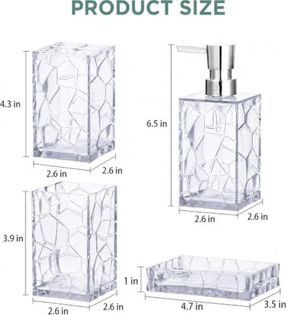 HBlife Bathroom Accessories Set, Acrylic Bathroom Counter Set of 4