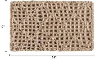 ZALL Tan Waffle Bath Mat,Super Absorbent Non Slip Bathroom Rug,Brown 17x24inch, Geometric Diamond Machine Washable Ultra Soft Floor Mats