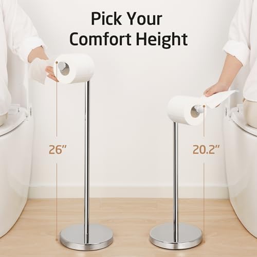 KES Toilet Paper Holder Stand, 26" H, Polished, T304 Stainless Steel