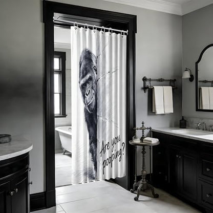 Small Stall Shower Curtain Rv Black and White Monkey, 48 x 72 Inchs