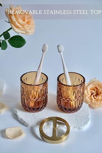 LaMarriti Amber Bathroom Accessories Set, 5Pcs Clear Glass Bathroom Set