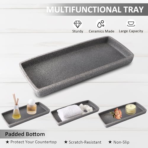 XLHOMO Resin 6 Pcs Gray Bathroom Accessories Set - Countertop Organizer