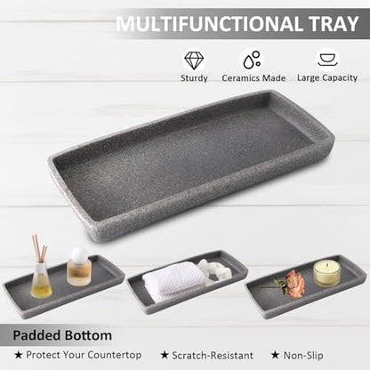 XLHOMO Resin 6 Pcs Gray Bathroom Accessories Set - Countertop Organizer